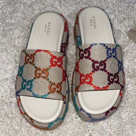 gucci lame platform slides|Gucci platform slides poshmark.